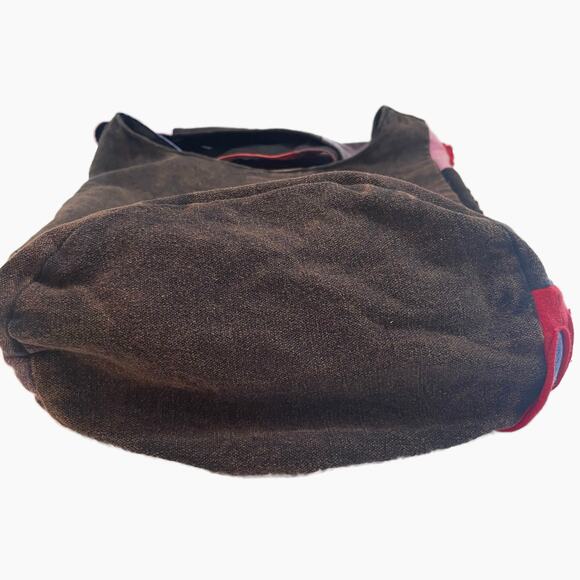 Bohemian Artsy Canvas Bucket Tote Patchwork Applique Distress Hippie Tote Bag - Picture 3 of 9